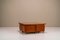 Coffee Table in Cherry Wood with Four Faux Mobile Poufs, Italy, 1970s, Set of 5 8