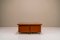 Coffee Table in Cherry Wood with Four Faux Mobile Poufs, Italy, 1970s, Set of 5 6