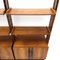 Floor to Ceiling Bookcase in Wood, Brass and Leather, 1950s, Image 8