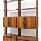 Deckenhohes Bücherregal aus Holz, Messing & Leder, 1950er 6