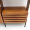 Floor to Ceiling Bookcase in Wood, Brass and Leather, 1950s, Image 10