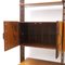 Floor to Ceiling Bookcase in Wood, Brass and Leather, 1950s, Image 9