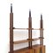 Deckenhohes Bücherregal aus Holz, Messing & Leder, 1950er 5