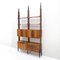 Floor to Ceiling Bookcase in Wood, Brass and Leather, 1950s 3