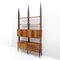 Floor to Ceiling Bookcase in Wood, Brass and Leather, 1950s, Image 3