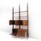 Floor to Ceiling Bookcase in Wood, Brass and Leather, 1950s 4