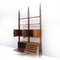 Floor to Ceiling Bookcase in Wood, Brass and Leather, 1950s, Image 4