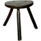 Spanish Brutalist Ebonized Pine Wood Stool, 1900s, Image 1