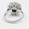 Vintage 18k White Gold Daisy Ring with Emerald and Diamonds, 1960s 5