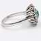Vintage 18k White Gold Daisy Ring with Emerald and Diamonds, 1960s 4