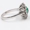 Vintage 18k White Gold Daisy Ring with Emerald and Diamonds, 1960s, Image 4