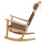 Ge-673 Rocking Chair in Brown Leather by Hans Wegner for Getama, 1990s 4