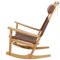 Rocking Chair Ge-673 en Cuir Marron par Hans Wegner pour Getama, 1990s 4