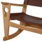 Sedia a dondolo Ge-673 in pelle marrone di Hans Wegner per Getama, anni '90, Immagine 7