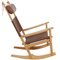 Ge-673 Rocking Chair in Brown Leather by Hans Wegner for Getama, 1990s, Image 1