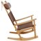 Rocking Chair Ge-673 en Cuir Marron par Hans Wegner pour Getama, 1990s 1