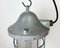 Lámpara de jaula de búnker industrial gris de Polam Gdansk, años 70, Imagen 3
