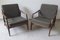 Vintage Armchairs with Brown Beech Wood Frame and Brown Seating and Back Cushions, Set of 2 4
