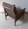 Vintage Armchair with Frame in Teak, Brown Seating and Back Cushions, 1970s 6