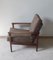 Vintage Armchair with Frame in Teak, Brown Seating and Back Cushions, 1970s 4