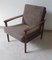 Vintage Armchair with Frame in Teak, Brown Seating and Back Cushions, 1970s 3