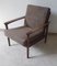 Vintage Sessel mit Gestell aus Teakholz, Braunen Sitz- und Rückenkissen, 1970er 3
