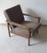 Vintage Armchair with Frame in Teak, Brown Seating and Back Cushions, 1970s 7