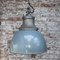 Vintage Industrial Gray Enamel & Cast Iron Pendant Light by HWK 4