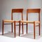 Teak Wood Dining Chairs with Wicker by Henning Kjaernulf for Koruo Stolefabrik, Denmark, 1960s, Set of 2 1