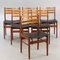Vintage Dining Chairs in Teak and Vinyl, Set of 6, Image 1