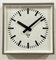 Reloj de pared industrial cuadrado gris de Pragotron, años 80, Imagen 7
