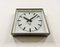 Reloj de pared industrial cuadrado gris de Pragotron, años 80, Imagen 6