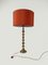 Tall Art Deco Bobbin Brass Candlestick Column Table Lamp, 1930s 1