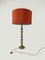 Tall Art Deco Bobbin Brass Candlestick Column Table Lamp, 1930s, Image 1