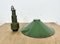 Lámpara colgante militar industrial esmaltada en verde con superficie de aluminio fundido, años 60, Imagen 13