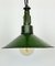 Lámpara colgante militar industrial esmaltada en verde con superficie de aluminio fundido, años 60, Imagen 8