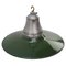 Lámpara colgante industrial estadounidense vintage de fábrica de vidrio esmaltado en verde, Imagen 5