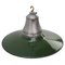 Vintage American Industrial Green Enamel and Clear Glass Factory Pendant Light 5