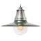 Vintage American Industrial Green Enamel and Clear Glass Factory Pendant Light, Image 4