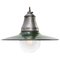 Lámpara colgante industrial estadounidense vintage de fábrica de vidrio esmaltado en verde, Imagen 2