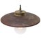 Lampada a sospensione vintage in ferro, ottone e vetro trasparente a righe, Immagine 3