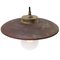 Vintage Rust Iron, Brass and Clear Striped Glass Pendant Light 3