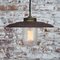 Vintage Rust Iron, Brass and Clear Striped Glass Pendant Light 4