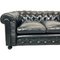 Canapé Chesterfield en Cuir Boutonné Noir, 1950s 7