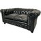Chesterfield Sofa in Black Buttoned Leather, 1950s 2