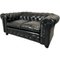 Chesterfield Sofa in Black Buttoned Leather, 1950s, Image 2