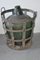 Large Vintage Glass Bottle with Metal Basket 1