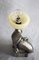 Französische Art Deco Seelöwen Tischlampe mit Alabasterkugel, 1920er 3