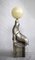Französische Art Deco Seelöwen Tischlampe mit Alabasterkugel, 1920er 1