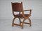 Danish Leather and Oak Armchair, 1950s 5